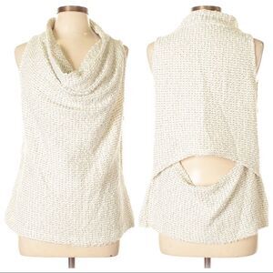 Drew Ivory Speckled Cowl Neck Sleeveless Top Size S Minimal Coastal Chic